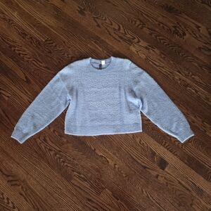 H&M Divided Light Blue Fuzzy Eyelash Knit Cropped Sweater